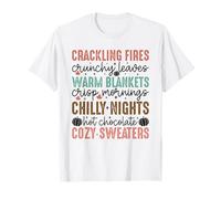 Cozy Autumn Vibes Crackling Fires Warm Blankets Chilly Night T-Shirt