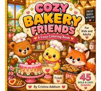 Cozy Bakery Friends: A Cute Animal Coloring Book with 45 Bold & Easy Bakery Themed Designs for Kids, Teen & Adults (Cozy Friends Collection)