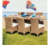 Cozy Bay Furniture Cozy Bay Barcelona Rattan 6 Seat Dining Set with Rectangle Table in 4 Seasons - 4 Seasons - PE Rattan - 1