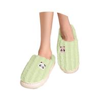 Cozy Bear Slippers Comfy Autumn Winter Slippers Fuzzy Winter Indoor Outdoor Cartoon Christmas Slippers for Women (Light Green, 4)