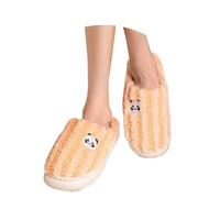 Cozy Bear Slippers Comfy Autumn Winter Slippers Fuzzy Winter Indoor Outdoor Cartoon Christmas Slippers for Women (Orange, 4)