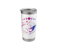 Cozy Bisexual Cat Sleeping Under Moon Phases & Stars Stainless Steel Insulated Tumbler