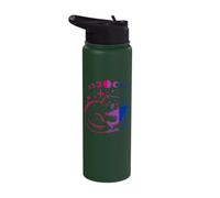 Cozy Bisexual Cat Sleeping Under Moon Phases & Stars Stainless Steel Insulated Water Bottle