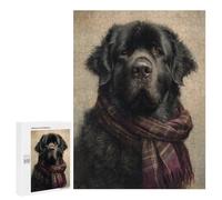 Cozy Black Dog with Plaid Scarf - Decorative Jigsaw for Grown-Ups, 500 PCS, New Year Decoration; for Couples, Friends And Family
