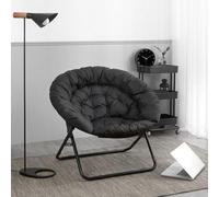 Cozy Black Folding Moon Chair for Bedroom - Portable Accent Chair for Small Spaces Ideal for Adults & Compact Living Comfy Furniture Solution