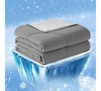 Cozy Bliss Dual-Sided Cooling Comforter King Size, Washable Lightweight Cooling Blanket Q-Max 0.4 Breathable Silk Smooth Dark Grey&Light Grey Summer Comforter for Hot Sleepers and Night Sweats