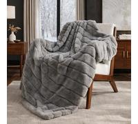 Cozy Bliss Faux Fur Throw Blanket for Couch, Cozy Soft Plush Thick Winter Blanket for Sofa Bedroom Living Room, 50 * 60 Inches Grey