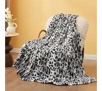 Cozy Bliss Leopard Print Fuzzy Throw Blanket for Couch & Bed, Thick Soft Warm Fleece Blankets for Room Decor, for Girls Kids Women Men, Snow Leopard, Grey 50"*60"