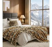 Cozy Bliss Luxury Faux Fur Throw Blanket Leopard Print, Non Shedding Double Sided Sherpa Blankets Super Soft Fluffy Thick Warm Throws Home Decor for Couch Bed Sofa Women,60"*80"Inches Brown Leopard