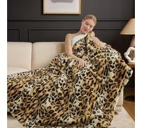 Cozy Bliss Luxury Faux Fur Throw Blanket Leopard Print, Non Shedding Double Sided Sherpa Blankets Super Soft Fluffy Thick Warm Throws Home Decor for Couch Bed Sofa Women,50"*60"Inches Brown Leopard