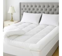 Cozy Bloom Luxury Mattress Topper Kingsize Bed - Soft Microfiber 4 Inch/10 cm Thick Mattress Topper - White (150cm x 200cm x 10cm)