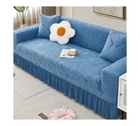 Cozy Blue Stretch Leaf Pattern Sofa SlipcoversRuffle Skirt for 3Seater (190230cm) & 1Seater ArmchairEasy Fit Soft Fur Furniture Protector