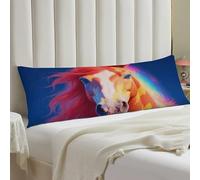 Cozy Body Pillow Cover for Side Sleepers & Pregnancy 20x54 Inch Soft Microfiber Colorful Horse Head Pillowcase with Hidden Zipper Breathable Bed Sofa Couch Pillow Protector Bedroom Decor