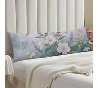 Cozy Body Pillow Cover for Side Sleepers & Pregnancy 20x54 Inch Soft Microfiber Flower Herb Sage Leaves Pillowcase with Hidden Zipper Breathable Bed Sofa Couch Pillow Protector Bedroom Decor