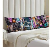 Cozy Body Pillow Cover for Side Sleepers & Pregnancy 20x54 Inch Soft Microfiber Purple Tokyo Streets Pillowcase with Hidden Zipper Breathable Bed Sofa Couch Pillow Protector Bedroom Decor