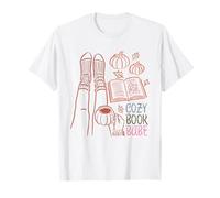 Cozy Book Babe Fall Reading Pumpkin Coffee Autumn Leaves T-Shirt