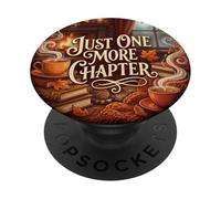 Cozy Book Lover Coffee Just One More Chapter Brown Bookish PopSockets Adhesive PopGrip