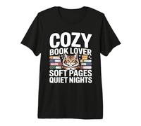 Cozy Book Lover Maine Coon Mom Soft Pages Quiet Nights Premium T-Shirt