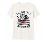 Cozy Book Lover Maine Coon Mom Soft Pages Quiet Nights Premium T-Shirt