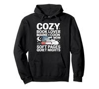 Cozy Book Lover Maine Coon Mom Soft Pages Quiet Nights Pullover Hoodie