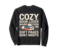 Cozy Book Lover Maine Coon Mom Soft Pages Quiet Nights Sweatshirt
