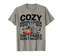 Cozy Book Lover Maine Coon Mom Soft Pages Quiet Nights T-Shirt