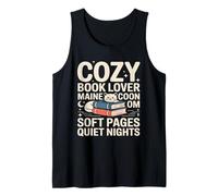 Cozy Book Lover Maine Coon Mom Soft Pages Quiet Nights Tank Top