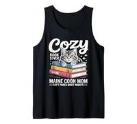 Cozy Book Lover Maine Coon Mom Soft Pages Quiet Nights Tank Top