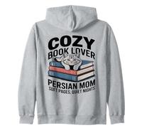 Cozy Book Lover Persian Mom Soft Pages Quiet Nights Zip Hoodie