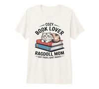 Cozy Book Lover Ragdoll Mom Soft Pages Quiet Nights Premium T-Shirt