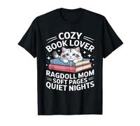 Cozy Book Lover Ragdoll Mom Soft Pages Quiet Nights T-Shirt