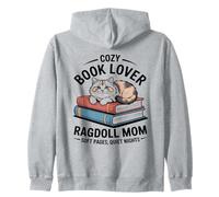Cozy Book Lover Ragdoll Mom Soft Pages Quiet Nights Zip Hoodie
