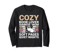 Cozy Book Lover Siamese Mom Soft Pages Quiet Nights Long Sleeve T-Shirt
