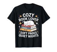 Cozy Book Lover Siamese Mom Soft Pages Quiet Nights T-Shirt