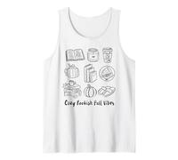 Cozy Bookish Fall Vibes Pumpkin Latte Books Autumn Reading Tank Top