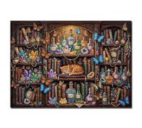 Cozy Bookshelf 1000 Piece Jigsaw Puzzles for Adults Magic Library Jigsaw Puzzle for Challenging Family Activity Game Witchy Books Shelf Puzzle for Home Decor Gifts 19.7"x27.6"