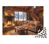 Cozy Cabin 1000 Piece Jigsaw Puzzle Recycled Resting Dog Senior Puzzles Party Game Props Developing Boy & Girl‘s Intelligence Educational Fun 52x38cm/1000pcs
