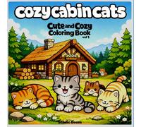 Cozy Cabin Cats: Cozy Cat Coloring Book: Relaxing Cabin Scenes for Stress Relief