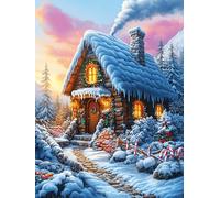 Cozy Cabin in A Snowy Forest 500-piece Jigsaw Puzzle Bundle Wildlife Pet Family Puzzle Lovers Brain Training Mindful Activity Spring Gift Durable Cardboard 500 PCS