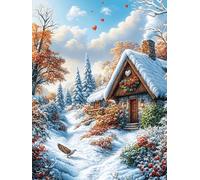 Cozy Cabin in A Snowy Forest 500 Pieces Set Classic Jigsaw Puzzle Science Fiction Magical Dream Teen Fans 14-18 Yrs Logic Skill Leisure Adventure Valentines Gift Smooth Wooden Cardboard 500 PCS