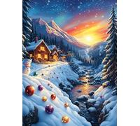 Cozy Cabin in A Snowy Mountain Valley 300 Pcs Jigsaw Puzzle Bundle Wildlife Pet Family Puzzle Lovers Fun Family Game Mindful Activity Spring Cardboard 300 PCS
