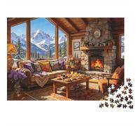 Cozy Cabin Jigsaw Puzzles 1000Pc Recycled Material Mountain Retreat Puzzles for Elderly Puzzle Game Props Interesting Family Game Props for Adults 38x26cm/1000pcs