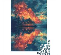 Cozy Cabin Reflections Adult 1000-Piece Jigsaw Puzzle, 52x38cm/1000pcs; An Evening Activity Away from Screens; Low-dust White Cardboard Pieces