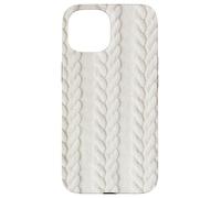 Cozy Cable Knit White Winter Christmas Theme Case for iPhone 15