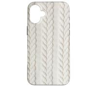 Cozy Cable Knit White Winter Christmas Theme Case for iPhone 16 Plus