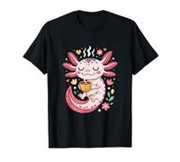 Cozy Caffeinated Axolotl Morning Latte Vibes T-Shirt