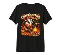 Cozy Campfire Cutie Cute Badger Autumn Bonfire Quote Premium T-Shirt