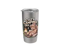 Cozy Camping Era Cow Campfire Scene Stainless Steel Insulated Tumbler