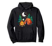 Cozy Camping Tent Campfire Pine Moon Cute Cartoon Outdoor Pullover Hoodie