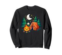Cozy Camping Tent Campfire Pine Moon Cute Cartoon Outdoor Sweatshirt